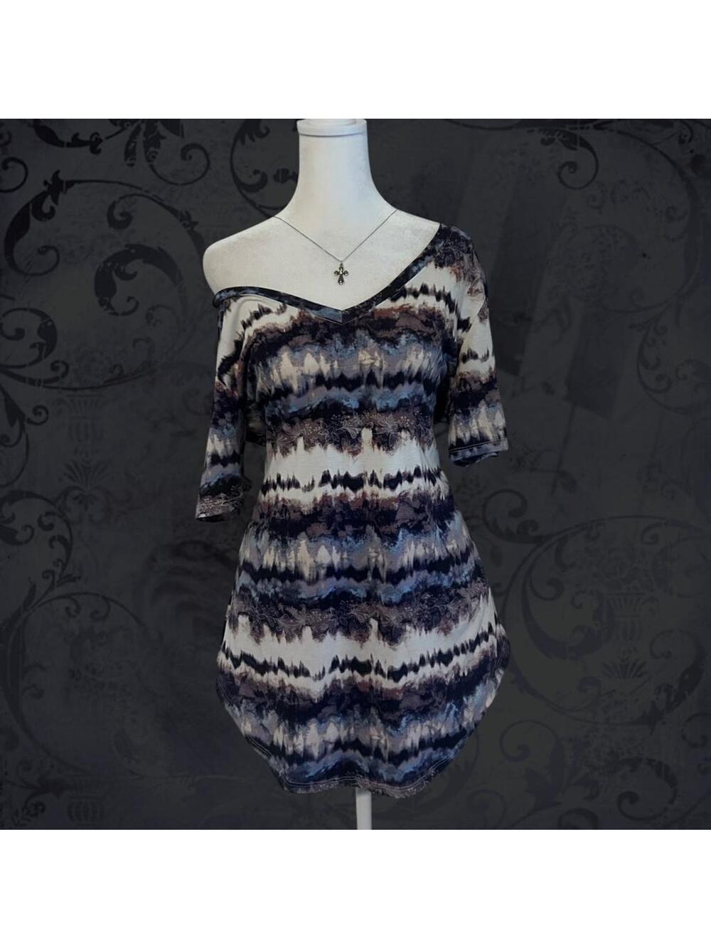inkblot striping moody horizontal tie dye effect grunge top